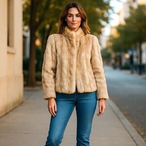 Vintage Rabbit Fur Coat Woman’s Size Medium Hong Kong Mfg